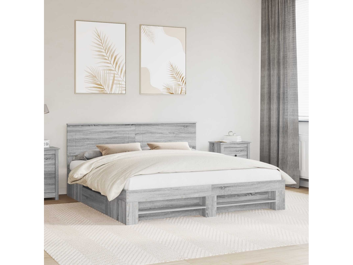 Vidaxl Estrutura Da Cama Com Cabeceira Cinza Sonoma 180 X 200 Cm