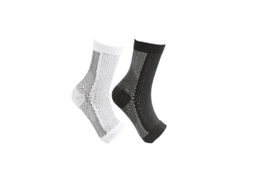 Meias de Proteção Compressivas Neuropáticas, 2 Pares , Suporte para Tornozelo e Arco, Alivio de Dor e Inchaço (preto e Branco)