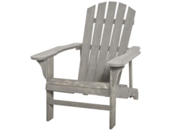 Cadeira Adirondack De Madeira De Jardim Com Assento Extra Largo 78x89x88 Cm Cinza