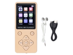 Reprodutor MP3 MP4 com Tela Colorida 1.8 Polegadas Bluetooth 5.0 Hifi Som Portátil Ouro