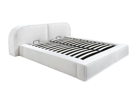 Cama com cofre LIRABA VENTE-UNIQUE Creme 160x200 cm - Sem colchão - Com sommier