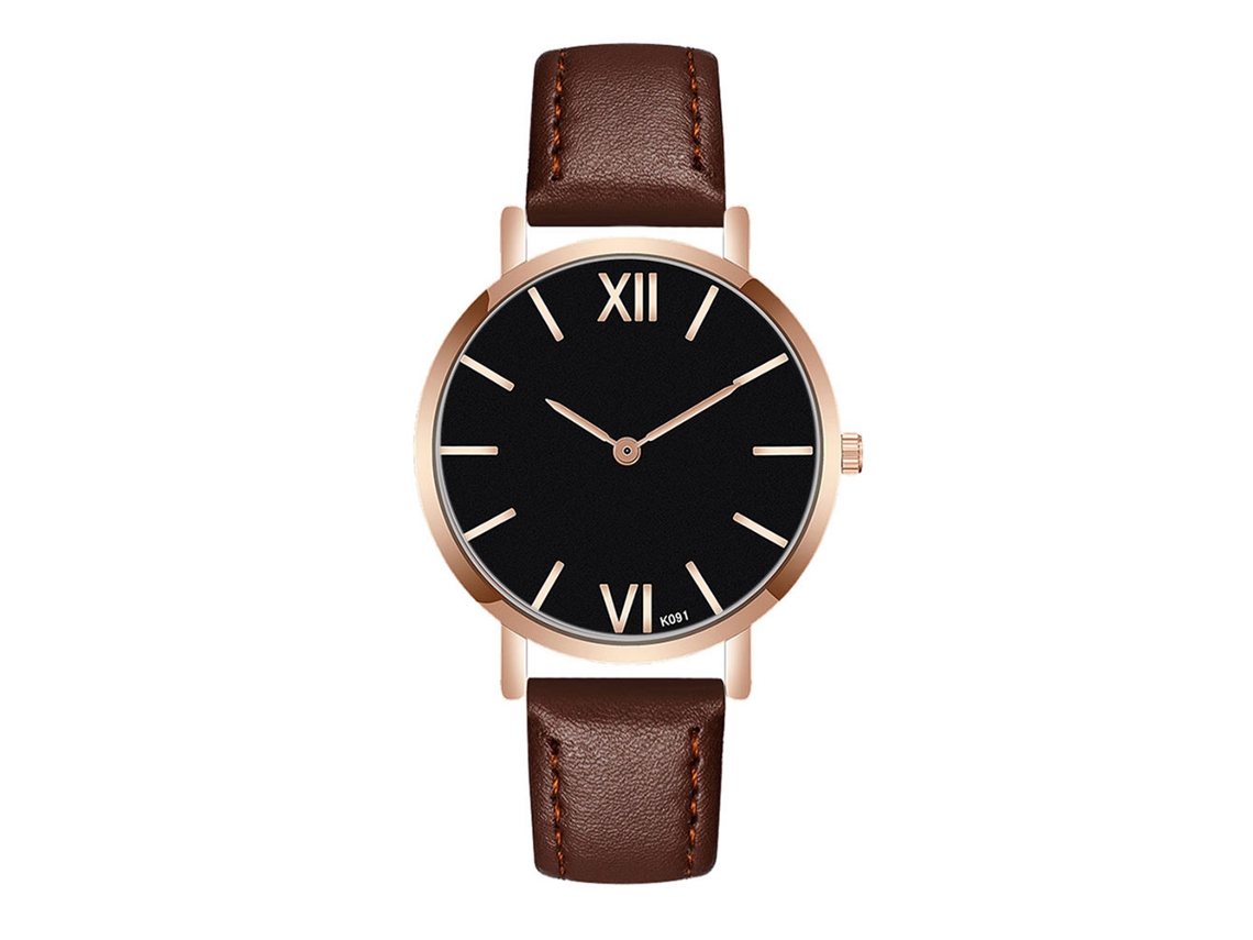 Relógio de pulso masculino para negócios com movimento de quartzo, modelo K091-m, marrom escuro.