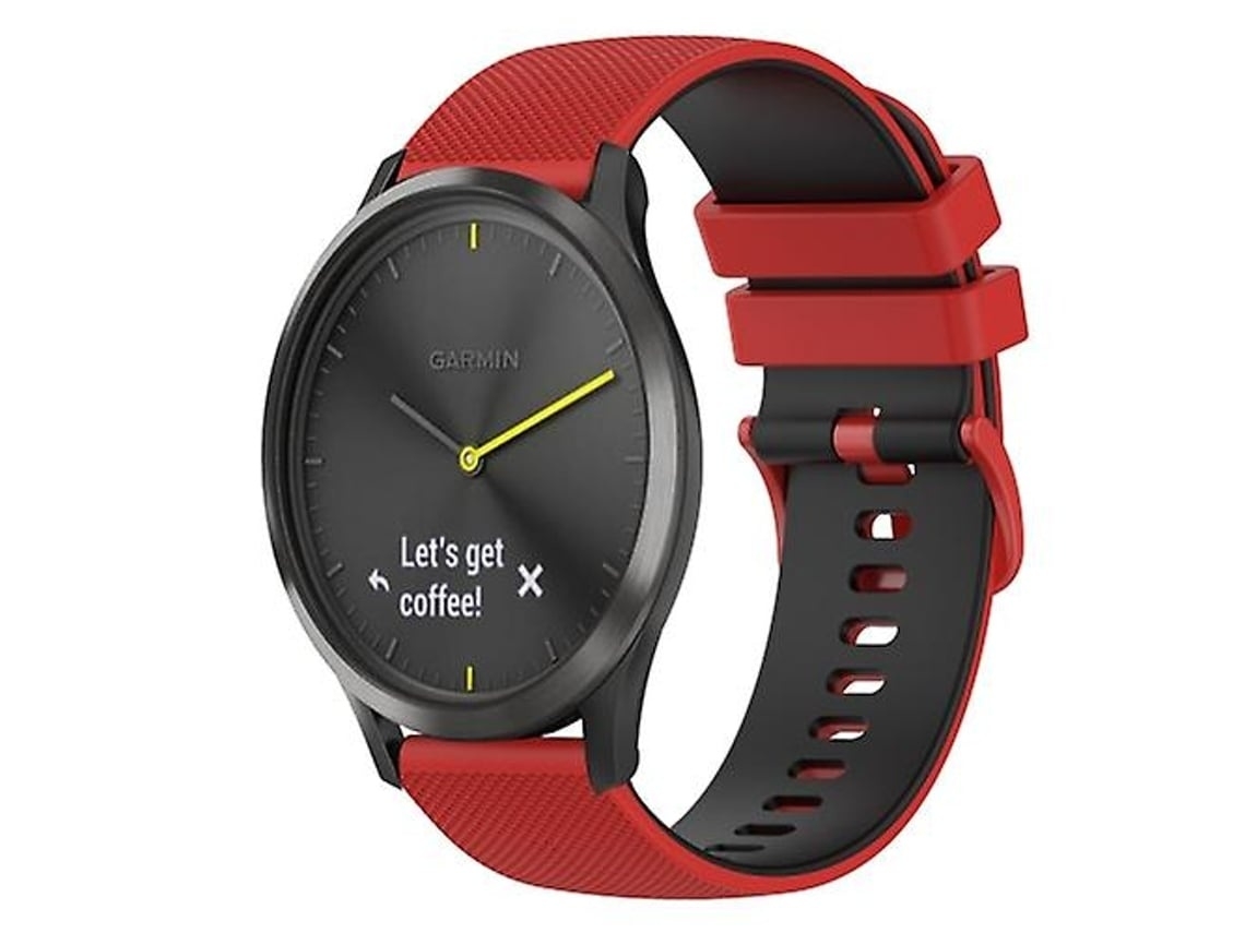 Pulseira De Relógio Lurelia Para Garmin Vivomove Hr Sport 20 Mm Xadrez Bicolor Silicone Vermelho Preto