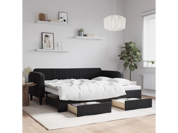 Vidaxl Sofá-cama Com Gavetão E Gavetas 90x200 Cm Veludo Preto
