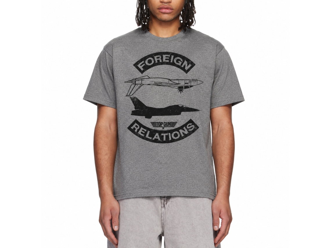 Rockinstone Top Gun Movie Foreign Relations Heather Graphite Adult T-shirt Size:xxl