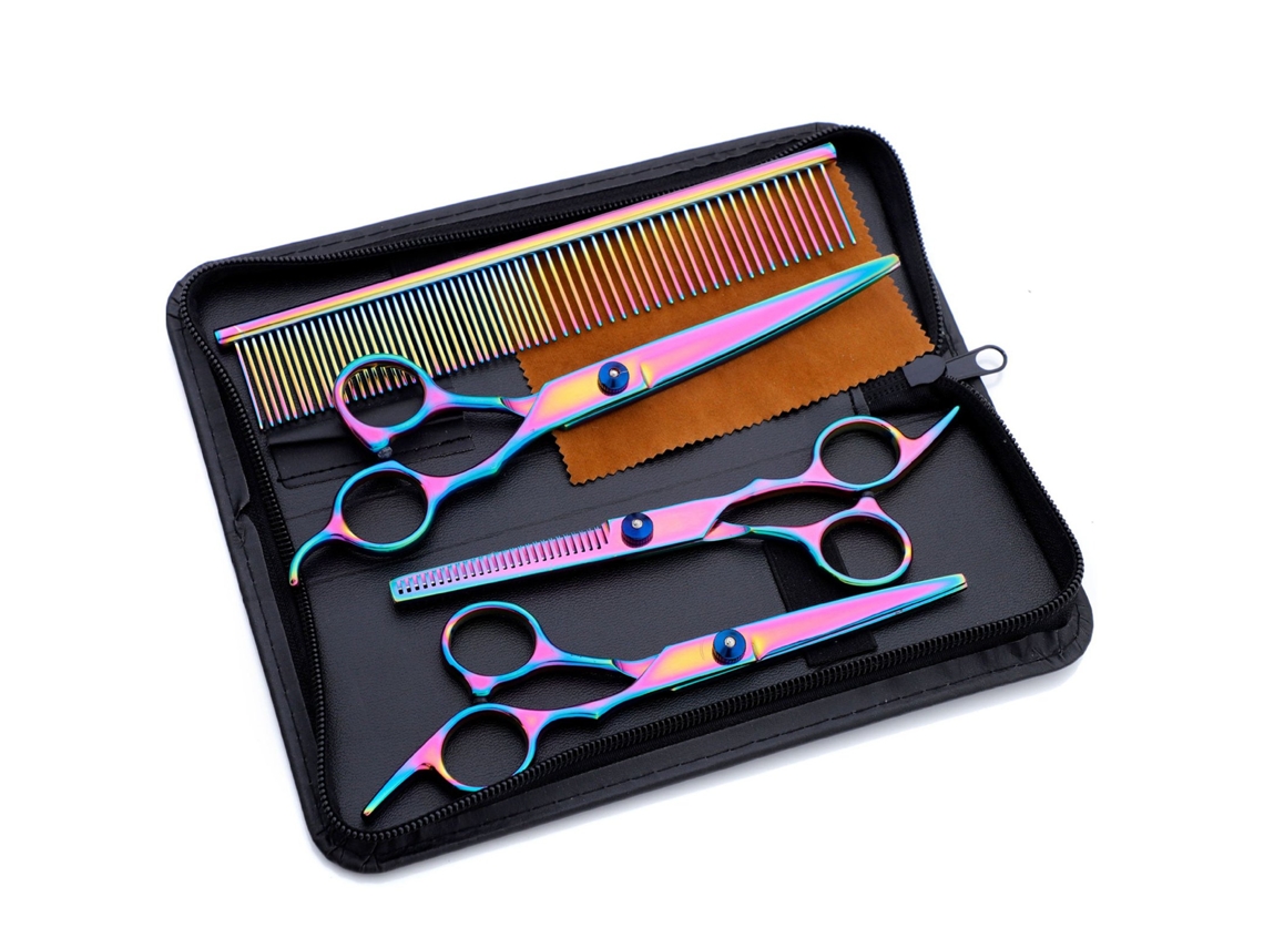 Tesoura De Cortar Cabelo De Pet Profissional Inox Com Design Seguro E Colorido Para Grooming