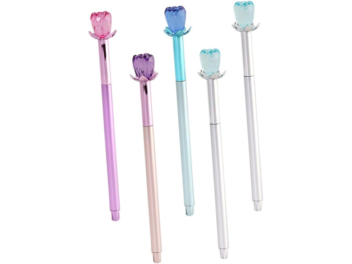 5 Caneta de Tinta Gel em Rosa, para Escritório, Conjunto de 5 Canetas em Gel Rosa com Refil Preto CHABERLU
