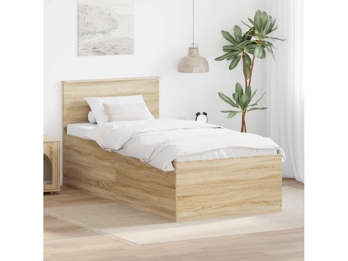 Vidaxl Estrutura Da Cama Com Cabeceira Carvalho Sonoma 75 X 190 Cm
