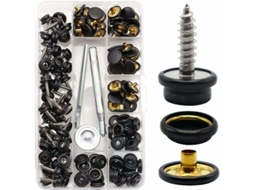 Kit De 153 Botões De Pressão Para Lona,parafusos De Metal,grampos De Estofamento,bucha De 9,5 Mm Em Aço Inoxidável Com 3 Ferramentas Btforus (preto)