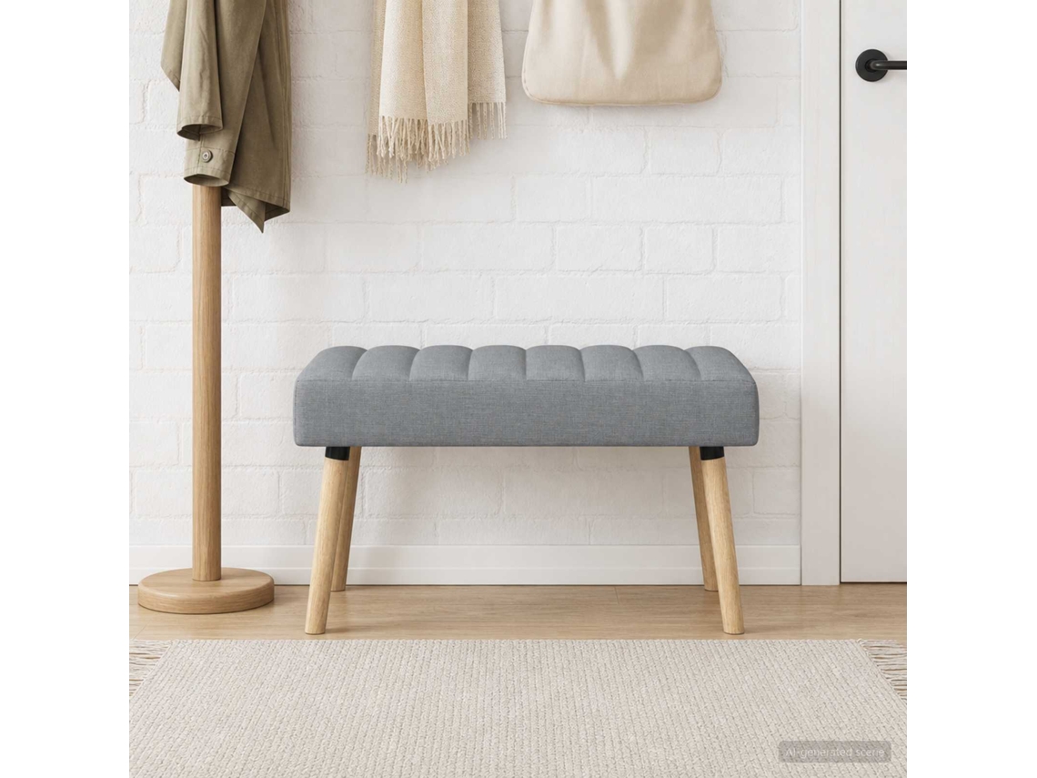 Vidaxl Banco Com Tufting Em Canal Cinzento-claro 80 X 40 X 46 Cm