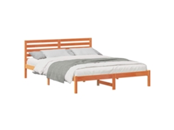 Estrutura da Cama com Cabeceira Marrom Cera em Madeira MAISON EXCLUSIVE (160x220 cm)