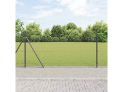 Vidaxl Cerca De Arame Soldado Com Base De Concreto 10 X 0,8 M Cinzento