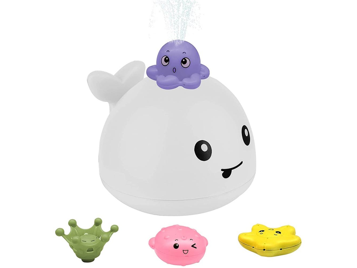 Brinquedo De Banho Baleia Spray Elétrico Com Luz E Música Jato De Água Bebê