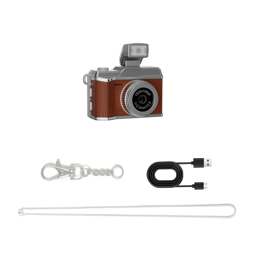 Mini Câmera, Tela Ips de 0,96 Polegadas, 1080p, com Flash Led e Vários Filtros. MDUG (marrom 128 Gb)