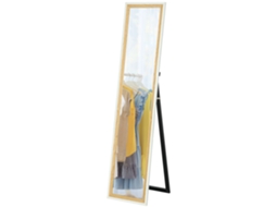 Espelho De Pé 37x157 Cm De Corpo Inteiro Com Estrutura De Mdf E Suporte Branco E Madeira Escura