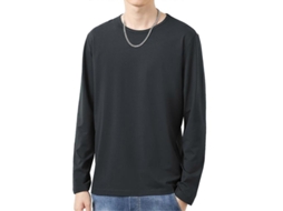 Camiseta Masculina com Gola o e Manga Longa, Tecido de Poliéster, Outono Inverno, Estilo Casual, Slim, Cor Solida S/MARCA