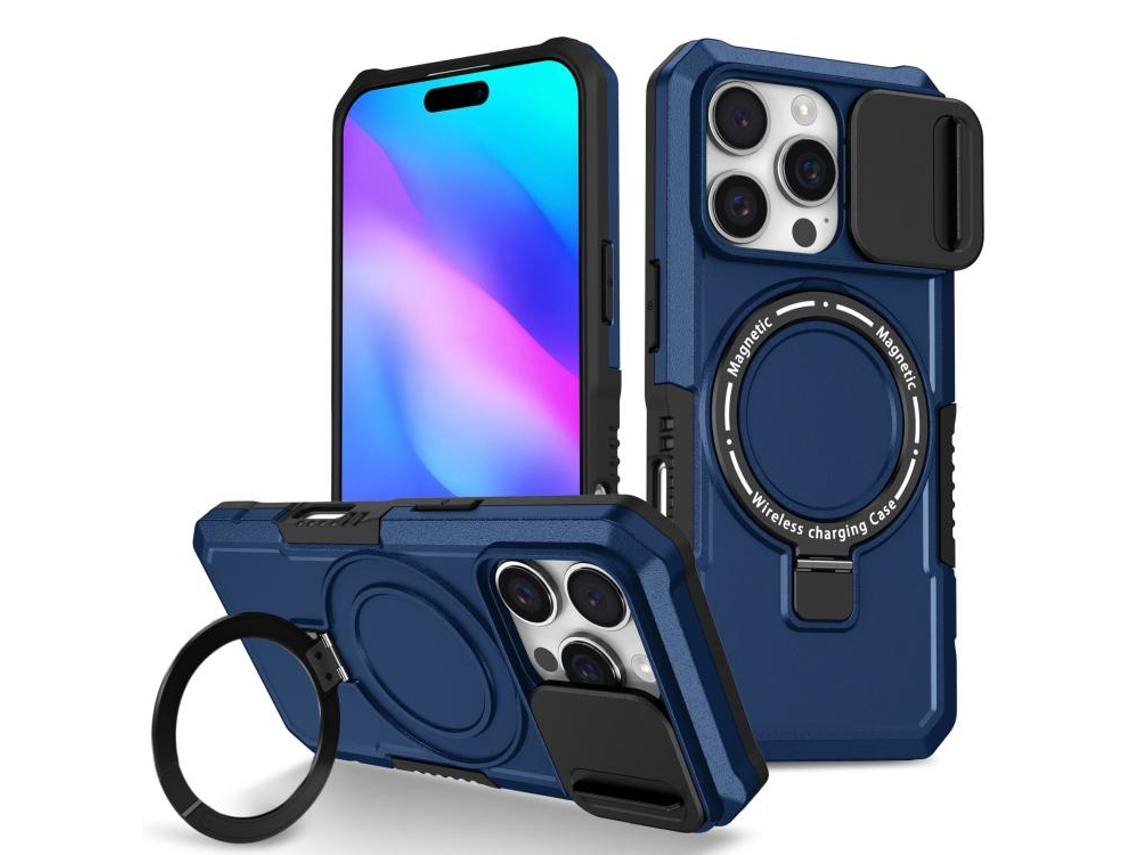 Capa Zruxe Compativel Com Iphone 16 Pro (sliding Camshield - Magsafe - Tpu - Pc - Azul Royal)