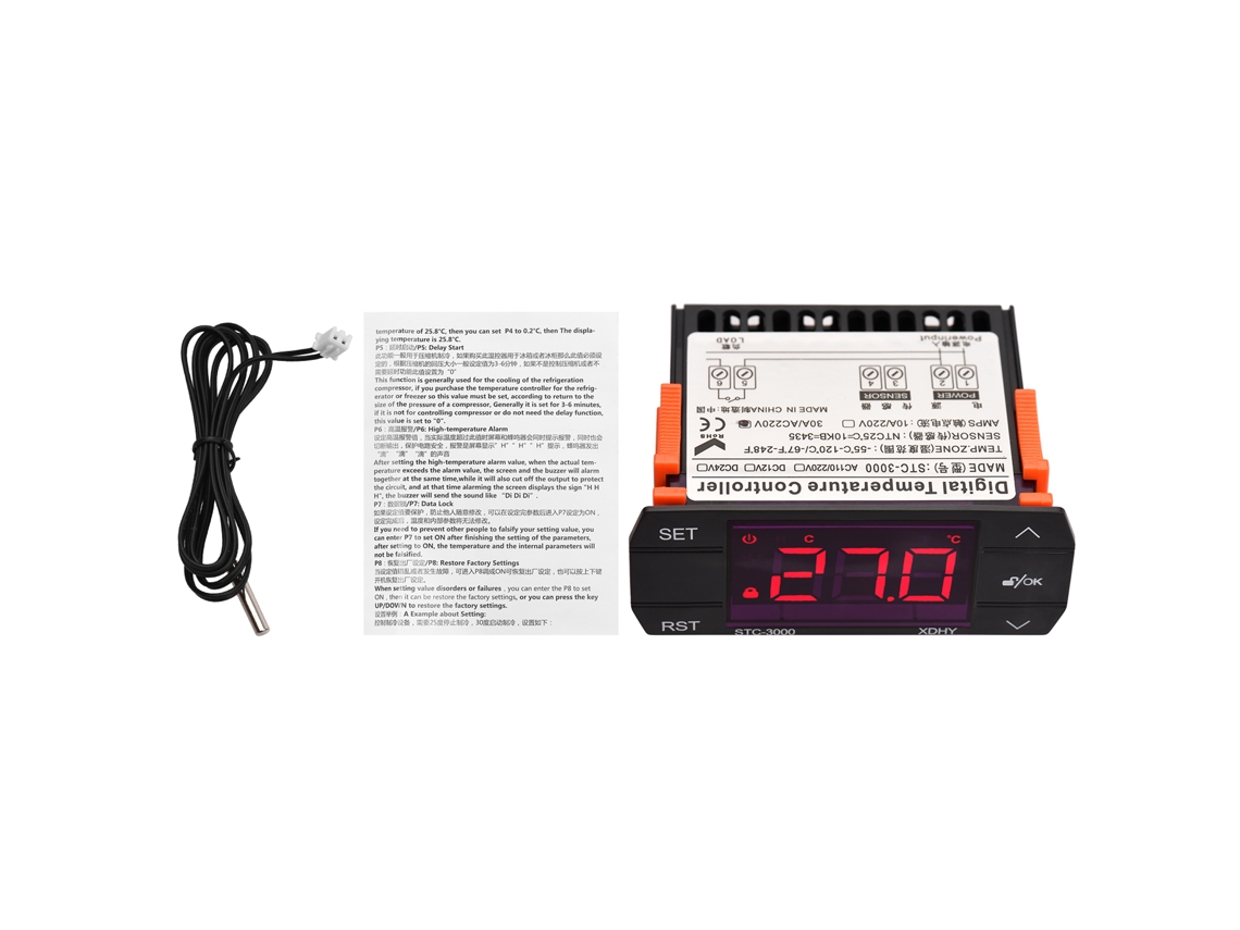 Controlador de Temperatura Digital Inteligente 30A, 220V, para Geladeira, Aquecimento, Resfriamento, Alarme S/MARCA