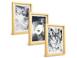 Composição De Quadros Na Paredepadrões Abstratos Em Preto E Branco Moldura Dourada Quadros Para A Sala De Estar Espelharte (3 Peças 20x30 Cm)