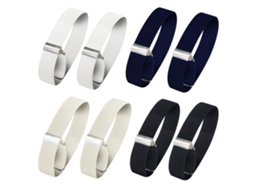 4 Pares Braçadeiras Mangas - Suporte Mangas Mulher/homem - Ajustável - Antiderrapante - Poliéster - Branco/bege/azul Escuro/preto