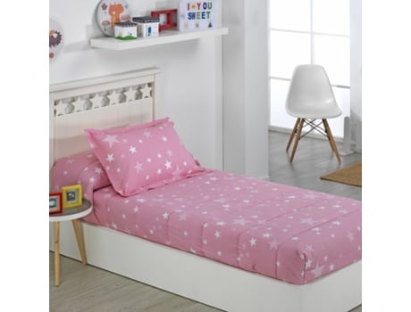 Edredón Ajustable Infantil Cama 90 Y Cama 105 Stars Rosa Rosa Cama 105