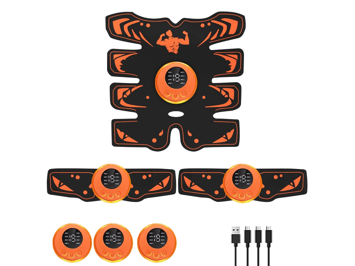 Estimulador Muscular Abdominal Ems Home Gym Laranja Conjunto De Três Peças Slowmoose