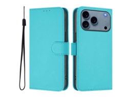 Capa De Couro Sintético Para Iphone 17 Pro Max - Toque Suave - Cor Sólida - Com Cordão