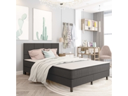 Vidaxl Cama Boxspring 140x200 Cm Tecido Cinzento-escuro
