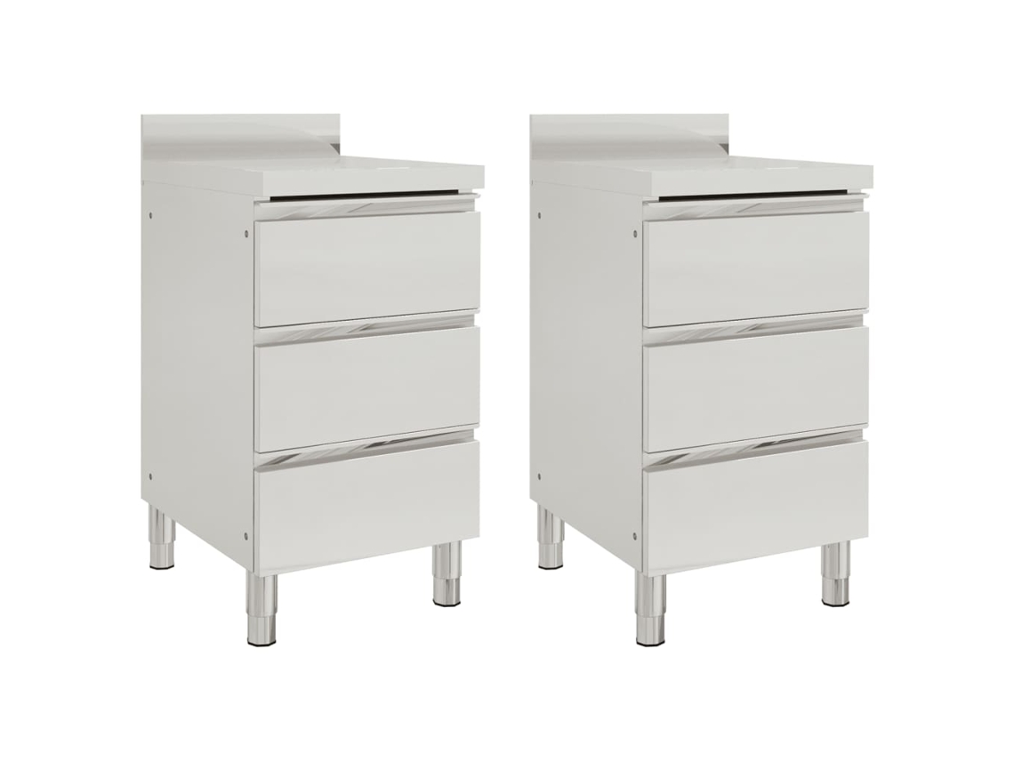 Vidaxl Armários De Cozinha Comerciais Com 3 Gavetas, 2 Peças, 50x60x96 Cm