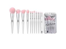 Conjunto De Pincéis De Maquiagem Glitter 11 Peças Bling Cristal Prata