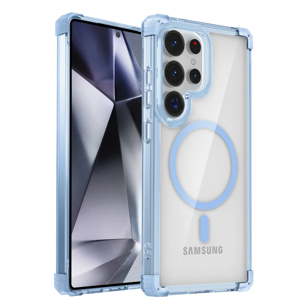 Capa Protetora Transparente E Magnética À Prova De Choque (azul Galaxy S26 Plus) Com Airbag.