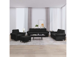 Vidaxl 4 Pcs Conjunto De Sofás Com Almofadões Veludo Preto