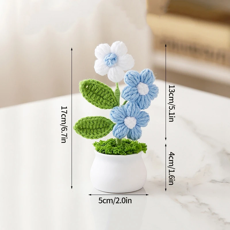 Presentes Com Plantas Em Vasos De Crochê, Enfeites Artificiais Para Vasos De Flores, Buquês De Crochê Prontos.