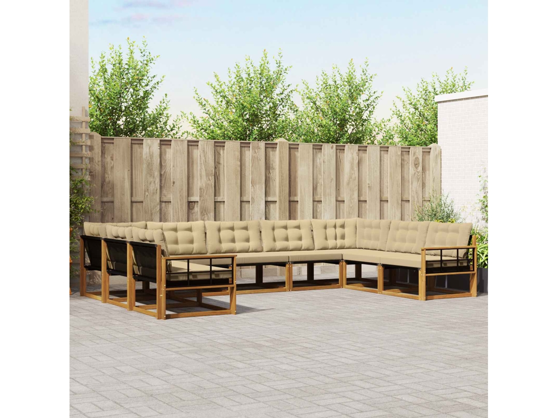 Vidaxl Conjunto De Sofás Para Exterior 9 Pcs Natural E Bege
