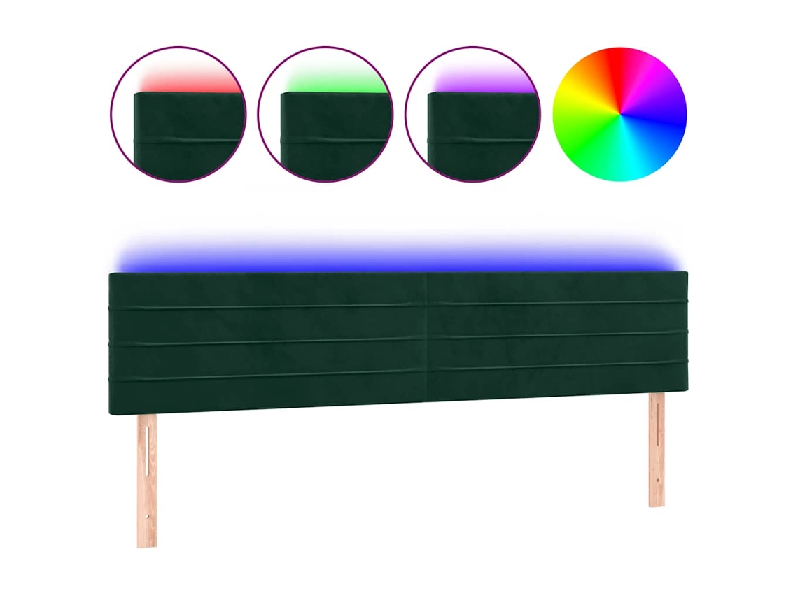 Cabeceira de Cama com Luzes Led Veludo Verde Escuro MAISON EXCLUSIVE (200x5x78 cm)