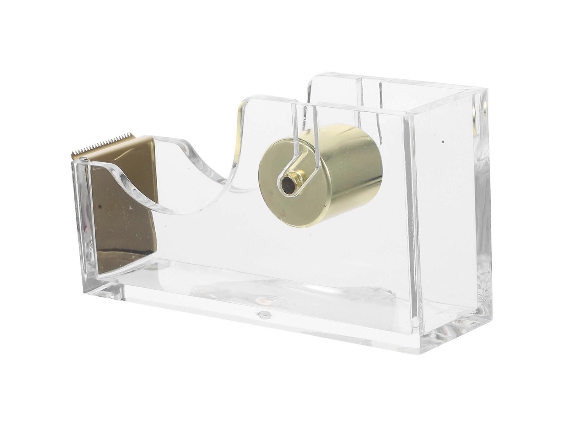 Dispensador de Fita Adesiva Dourado para Mesa, Cortador de Fita Adesiva para Uso Doméstico, 2 Peças em Acrílico. GOKOCO