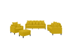 Maison Exclusive - 4 Pcs Conjunto De Sofás Com Almofadões Veludo Amarelo