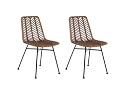 Cadeiras De Jantar Com Trançado De Estilo Boho Beliani Dilley De Rattan Castanho 45x60x83