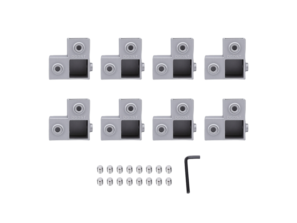 Conector de tubo quadrado de liga de alumínio de 1 via (conexão de 3 vias, conexão de borda em forma de L)