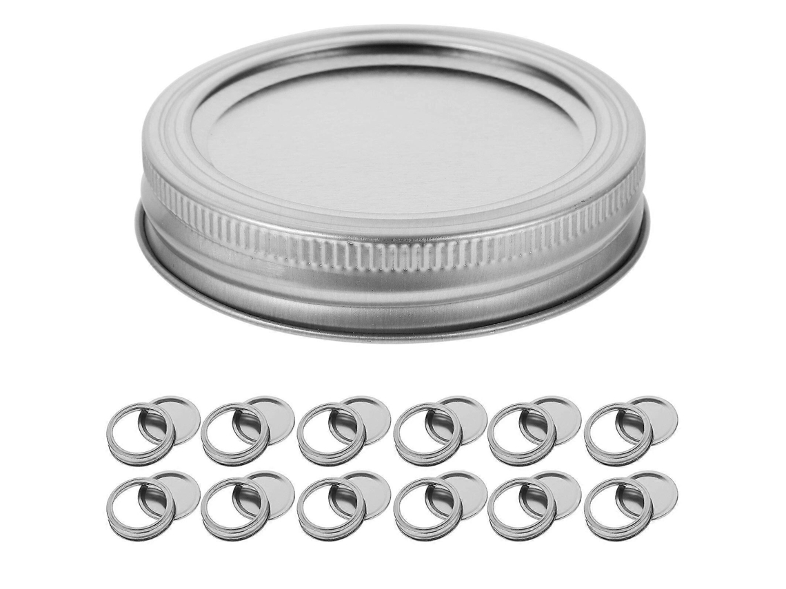 12 Tapões e Anéis de Vidro Largos para Embalar em Latas, Selagem Hermética e Reutilizáveis, Material de Ferro Durável 8,9x8,9cm Plata