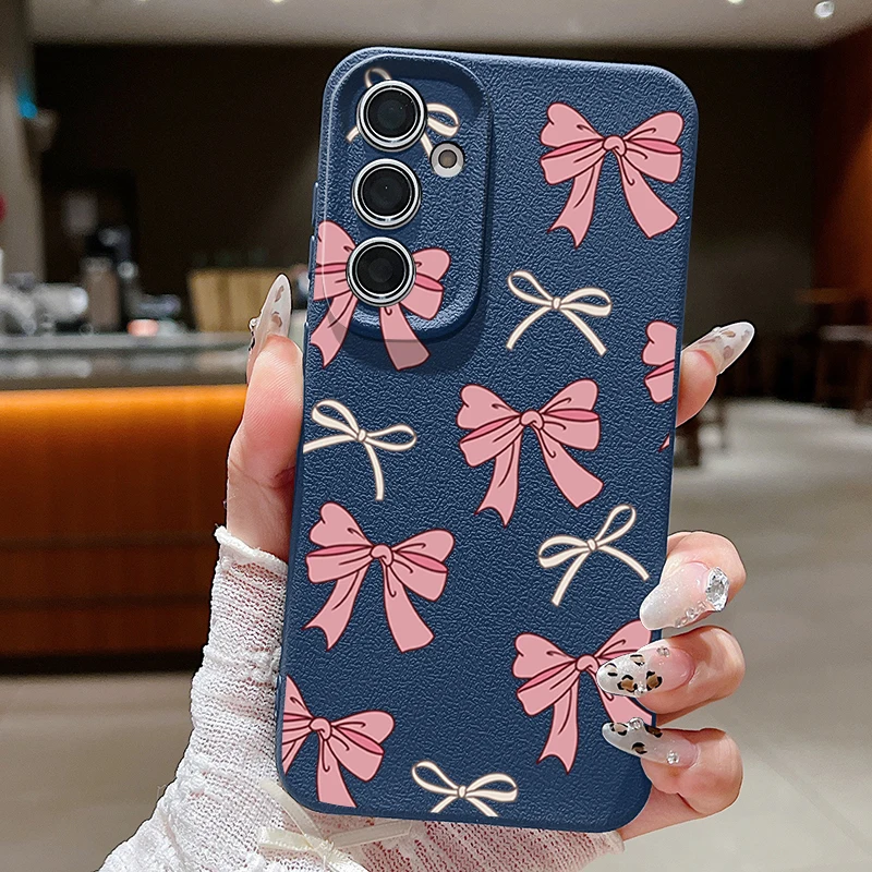 (azul) Capa De Celular Samsung Com Laço Rosa, Macia
