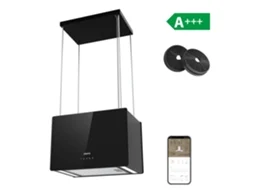 Exaustor Ciarra De Ilha A+++ 48cm 650m³/h Boost Função Controle Táctil/app Recirculação Com Filtros De Carvão (2 Peças) Preto Cd4850b