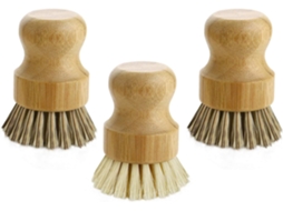 Escova De Bambu Para Panelas, Mini Escova Redonda De Bambu Para Limpeza Louças