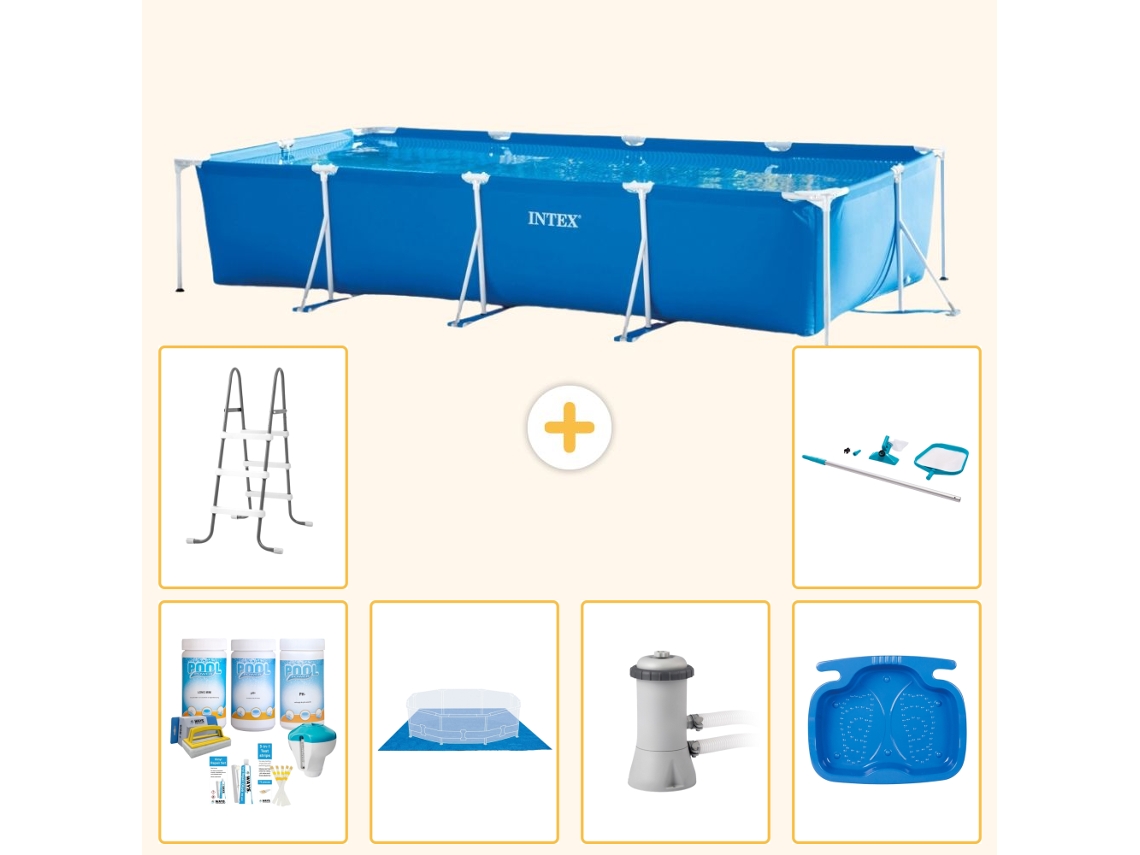 Intex Piscina Com Estrutura Retangular - 450x220x84 Cm - 7-peças S20851