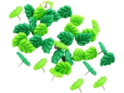 Tachinhas Decorativas Aboofan em Formato Folha Verde, Resina e Metal, 30 Unidades para Quadrados de Cortiça, Ideais