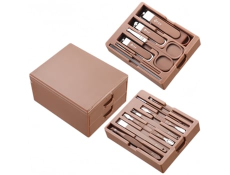 Kit de manicure profissional Baykar Qt11 marrom com 13 peças e cortador de unhas