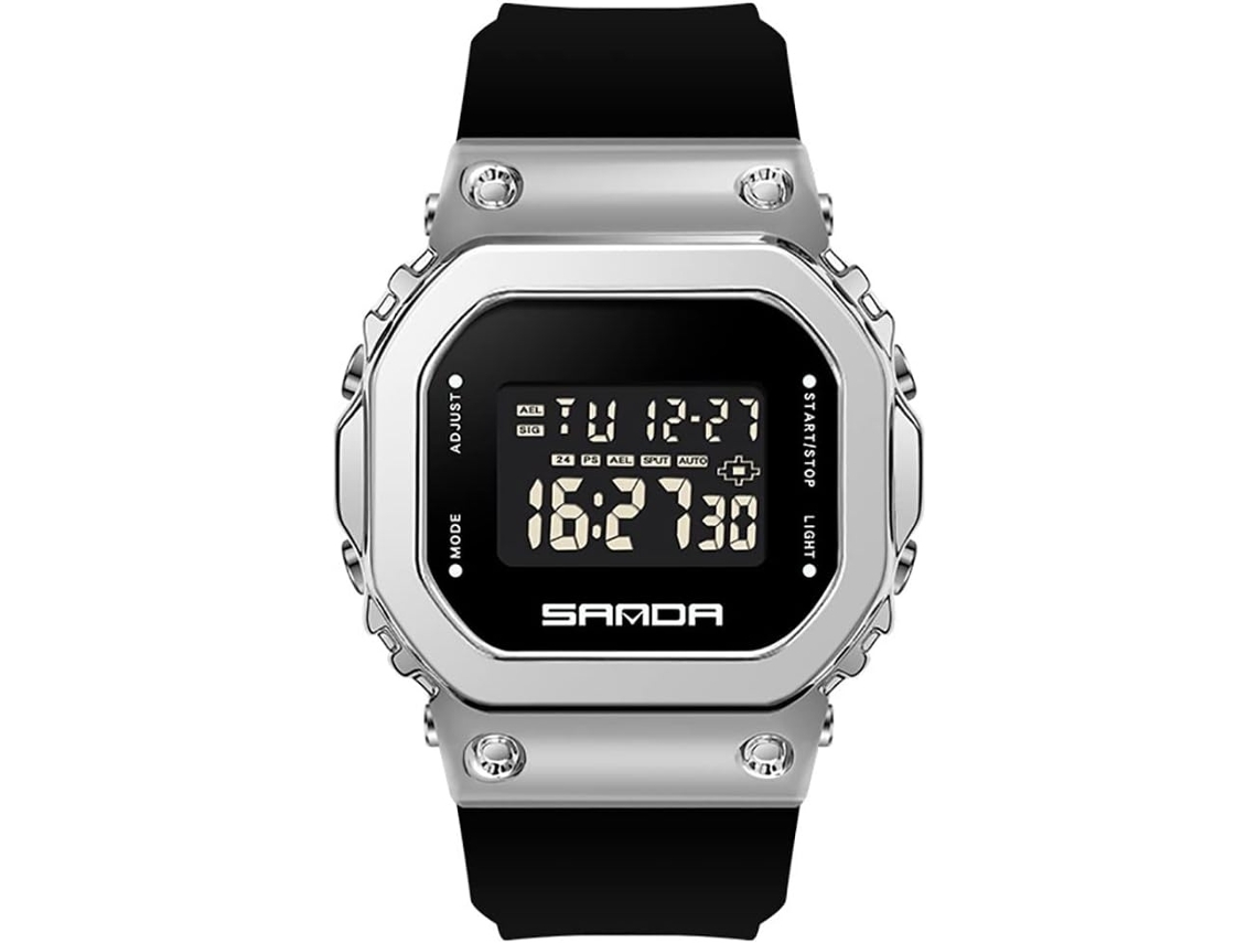Lurelia Relógio Digital, Movimento De Quartzo, Visor Digital, Cronómetro, Alarme, Data/calendário, 12/24h, Luminoso, Aço Inoxidável, Tpu, Caqui