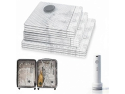 Pacote Com 12 Sacos A Vácuo Para Viagem Bomba Usb Recarregável, De Armazenamento Que Economizam Espa Ço Bagagens E Malas