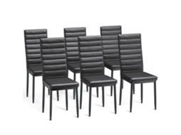 Cadeiras de Sala de Jantar Escandinavas Pu Preto Conjunto de 6 BEALIFE