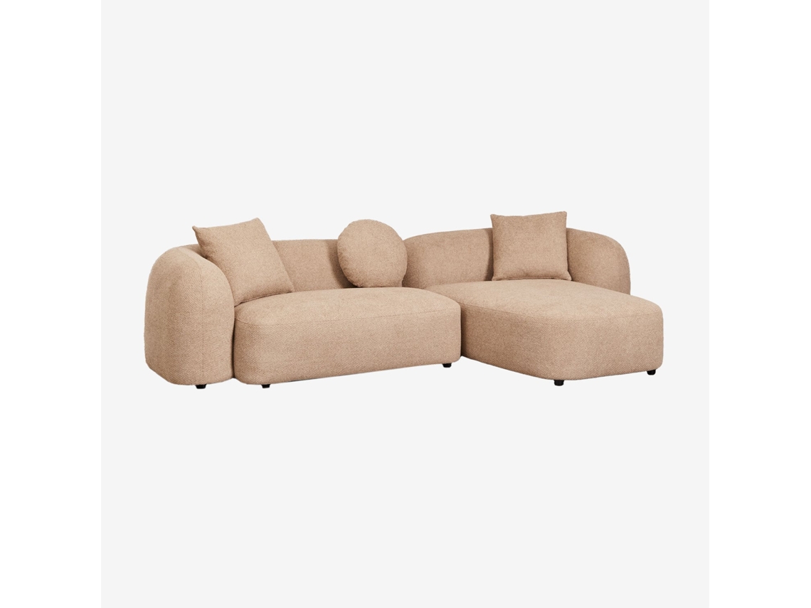 Sklum Sofá Modular Chaise Longue Direito De 2 Peças Em Chenille Coco Poliéster                       Chenille Espesso Latte Marrom